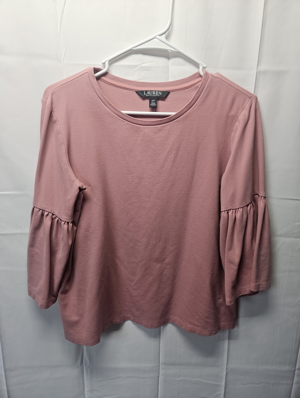Lauren Ralph Lauren Dusty Rose Ruffle-Sleeve Knit Top Nwot